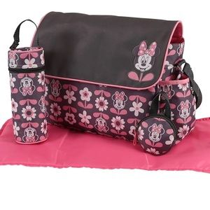 Disney Minnie Mouse Multi Piece Duffle Diaper Bag with Flap